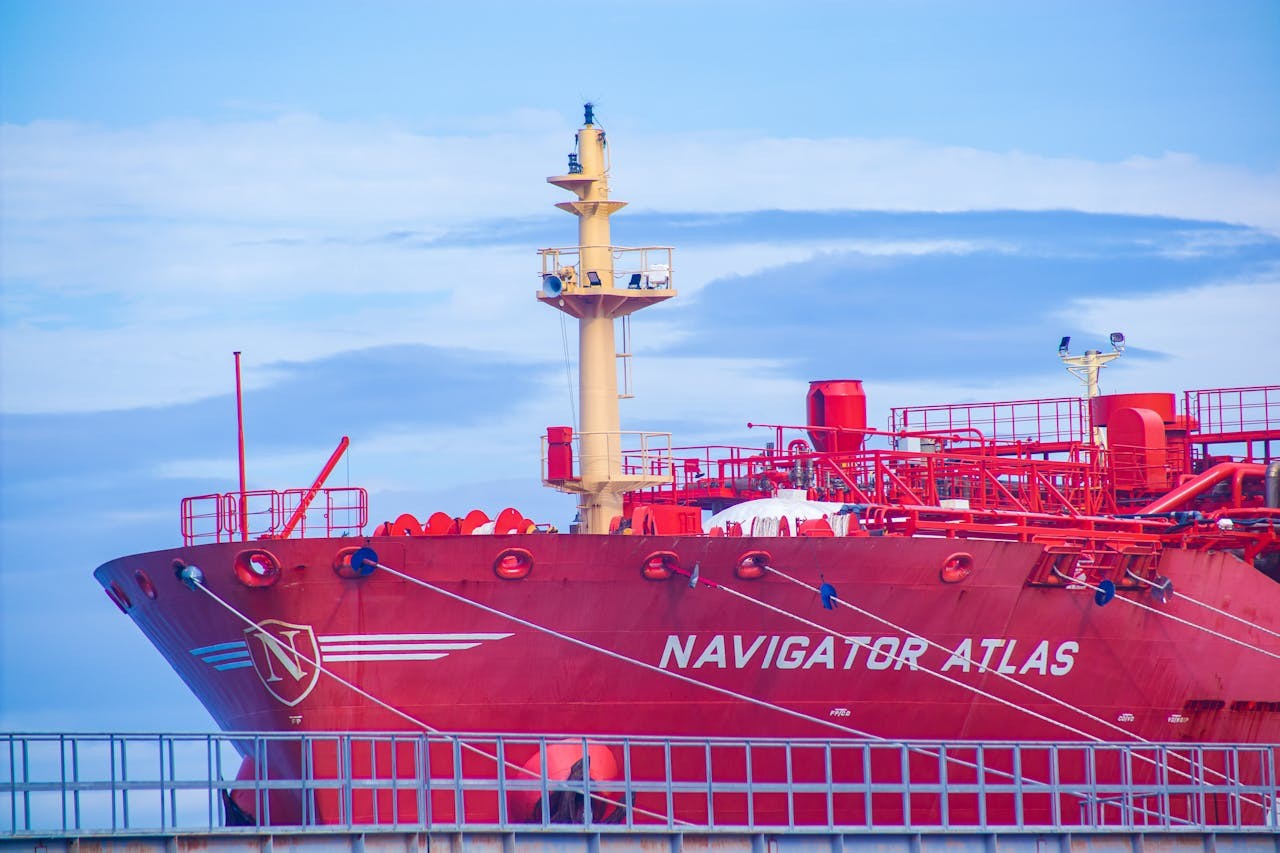 The bow of a tanker ship